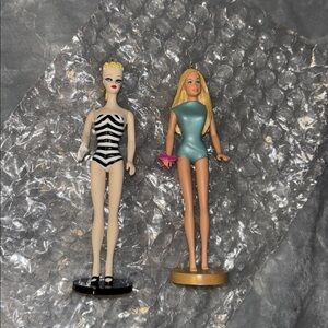 Malibu Barbie plus Debut Barbie ornaments w/ boxes-good condition